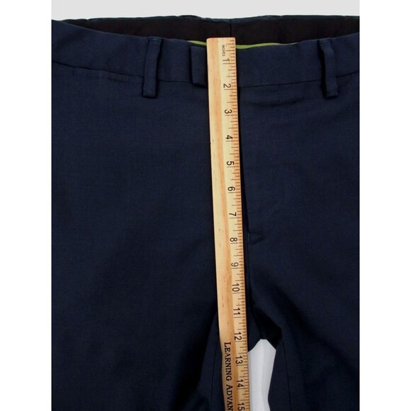 Louis Raphael Luxe Pants Mens 34x32 Navy Blue Wool Poly Stretch Trouser Slim Fit - Picture 10 of 13
